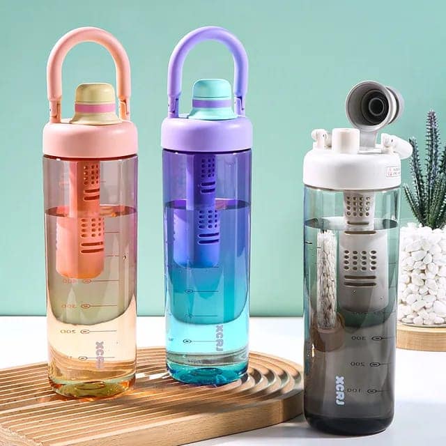 Gradient colour outdoor Sports portable 1L water bottle with strainer - Image 2