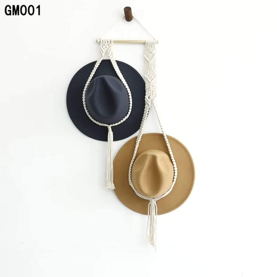 Nordic Style Boho Cotton Hanging Hat Woven Organizer - Image 2