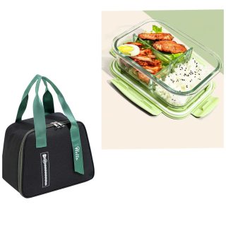 3 Grid Microwave Large Capacity Lunch box with an insulated Lunch bag