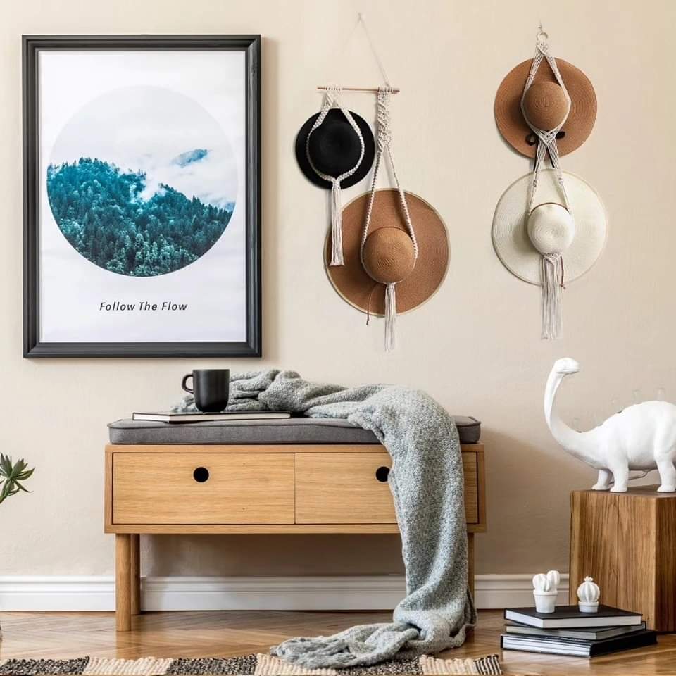Nordic Style Boho Cotton Hanging Hat Woven Organizer - Image 4