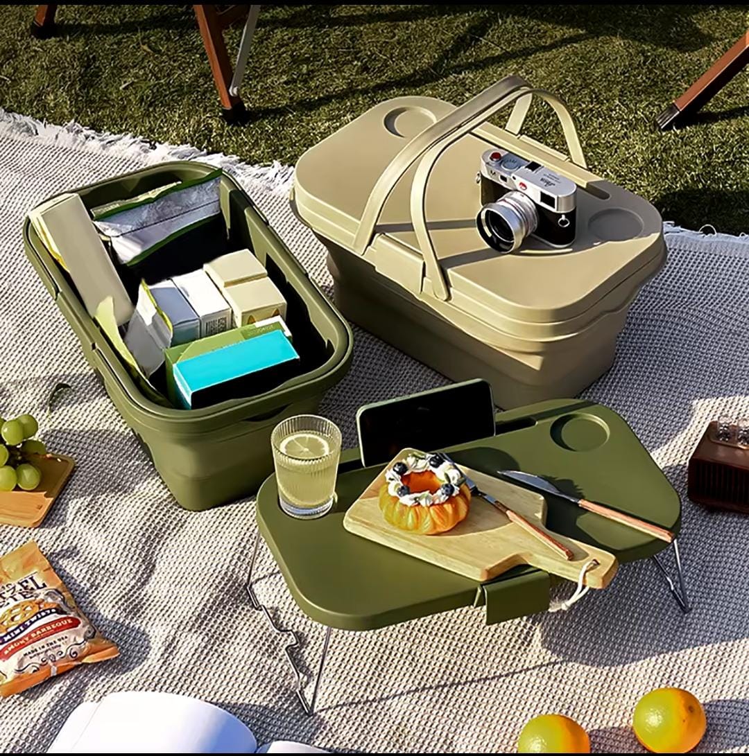 3 in 1 Foldable Collapsible Camping Hand Basket /Picnic Basket