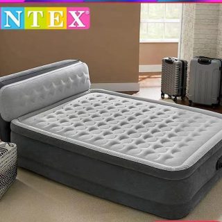 INTEX DURA BEAM AIRBED WITH INBUILT ELECTRIC PUMP AND PLUSH SUPPORTIVE HEADBOARD