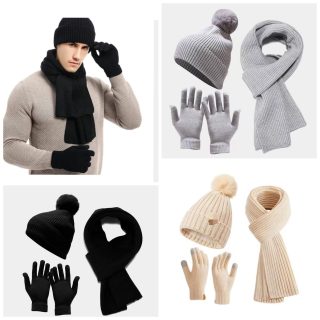 3 IN 1WINTER ADULT'S  THEMEDBEENIES HAT,SCARF SET AND GLOVES