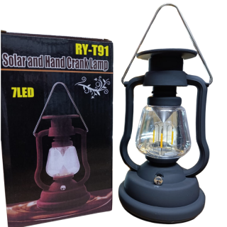 Retro lantern super bright rechargeable LED solar camp light with a Hand Crank