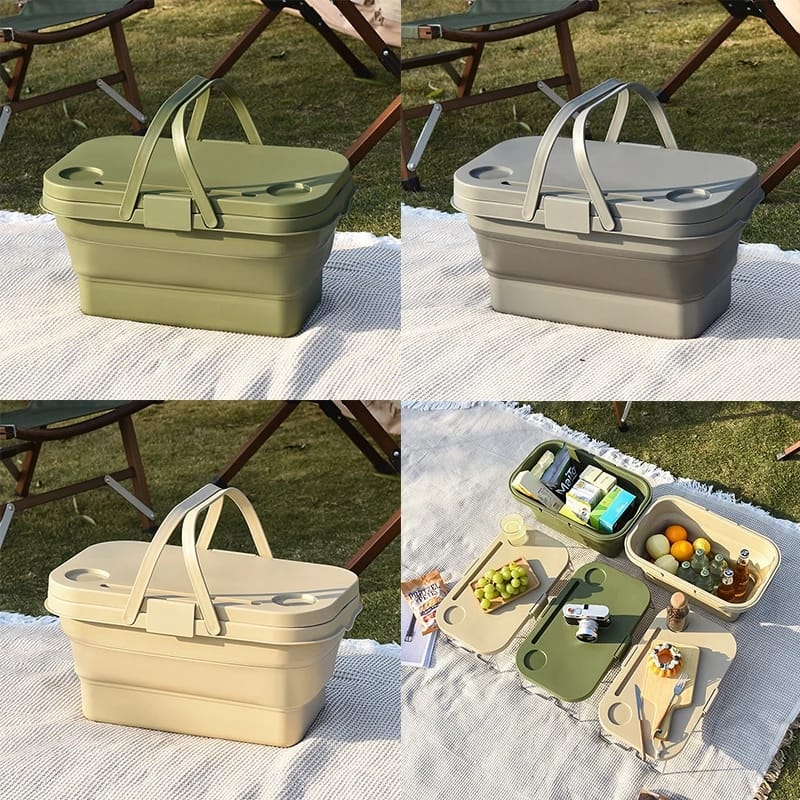 3 in 1 Foldable Collapsible Camping Hand Basket /Picnic Basket - Image 5
