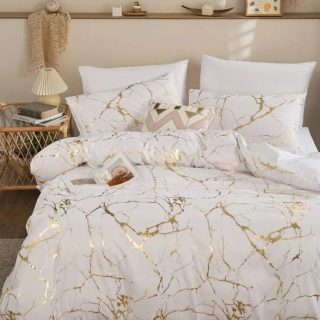 Luxury Gold Marble texture Foil style Duvet cover Set