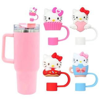 2 Piece 3D Cartoon Themed Spill Proof Straw Stopper