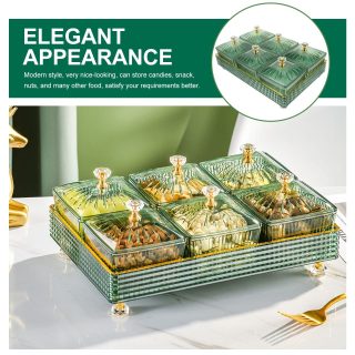 Multipurpose Acrylic Square Candy Serving Plate Bowl Stand with Base Tray