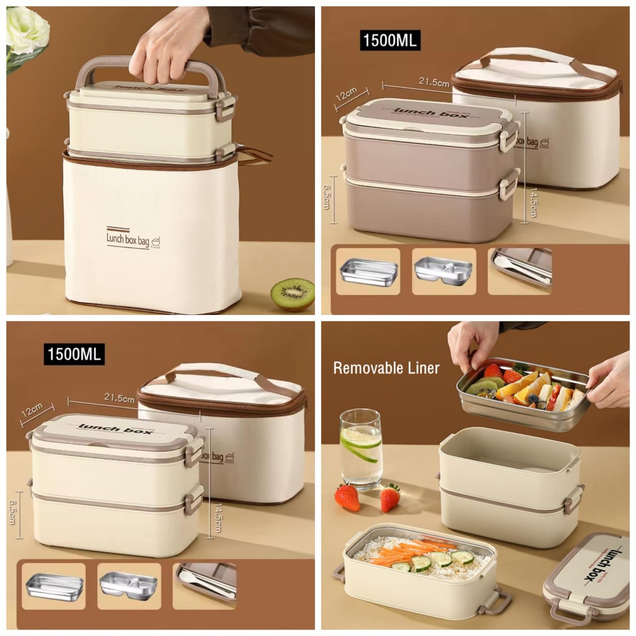 DOUBLE LAYERED LUNCH BOX WITH MATCHING LUNCH BAG - Image 3