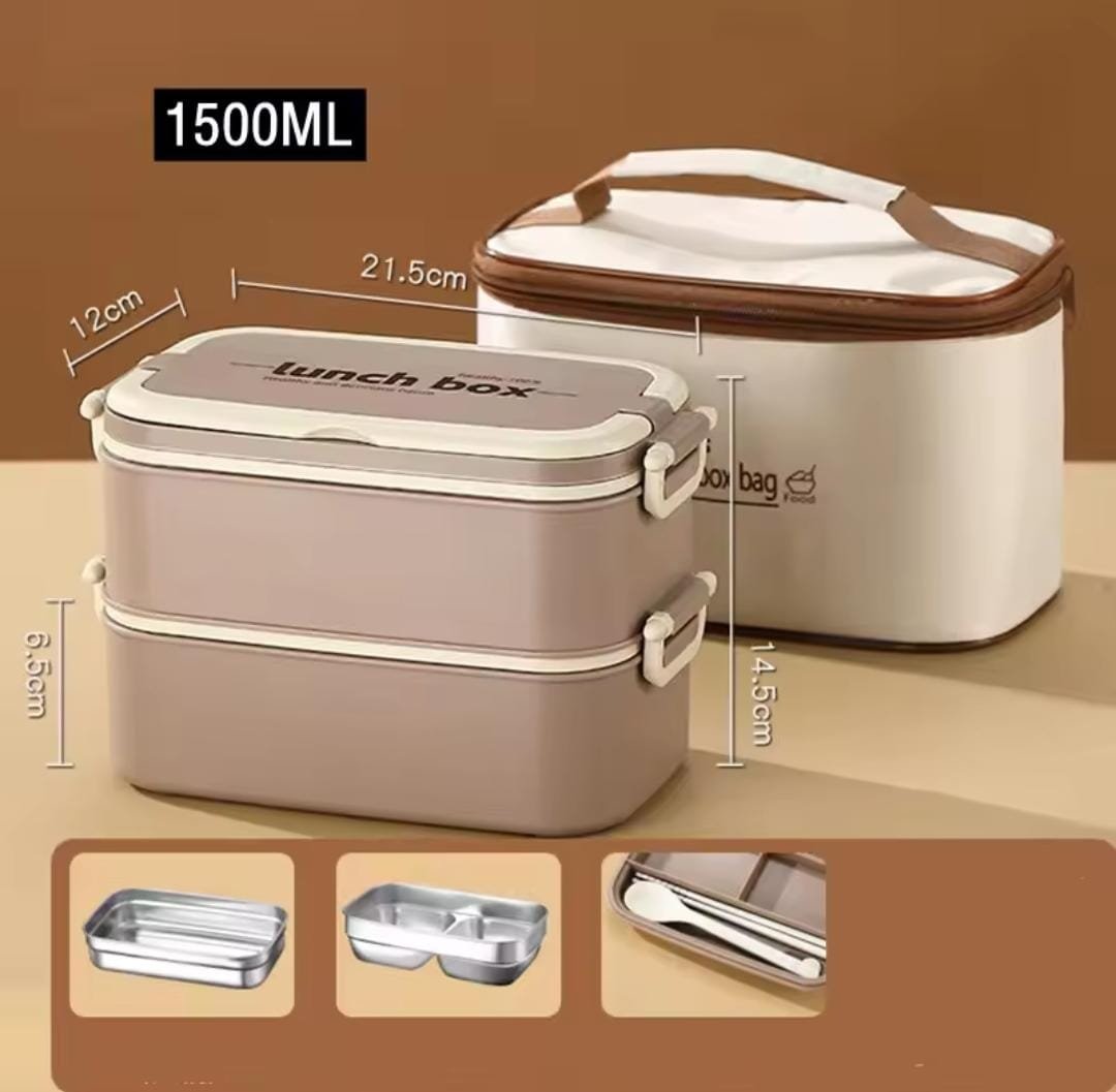 DOUBLE LAYERED LUNCH BOX WITH MATCHING LUNCH BAG - Image 5