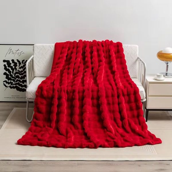 Soft Bubble Winter Throw Blanket Plain - Image 6