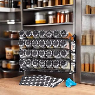 Glass Spice Jars Set With Stickers