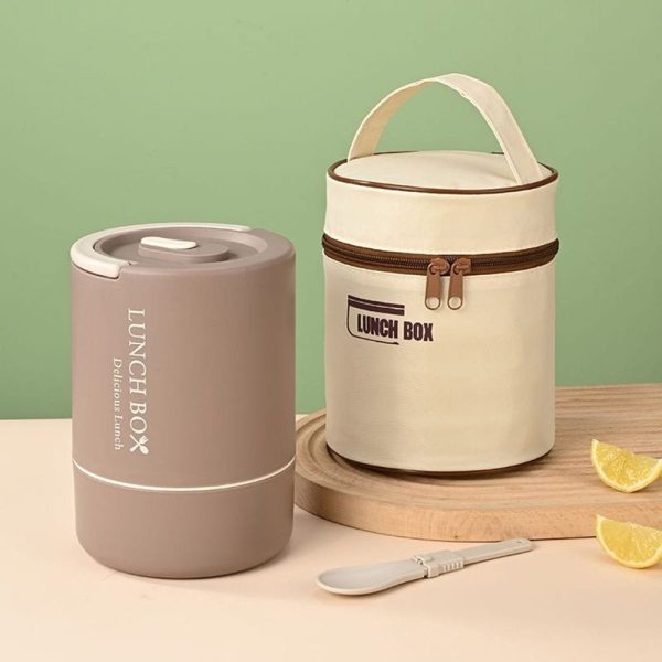 3 Layers Portable Stainless Steel Round Lunch Box With Insulated Lunch Bag