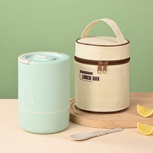 3 Layers Portable Stainless Steel Round Lunch Box With Insulated Lunch Bag - Image 4