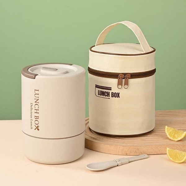 3 Layers Portable Stainless Steel Round Lunch Box With Insulated Lunch Bag - Image 5